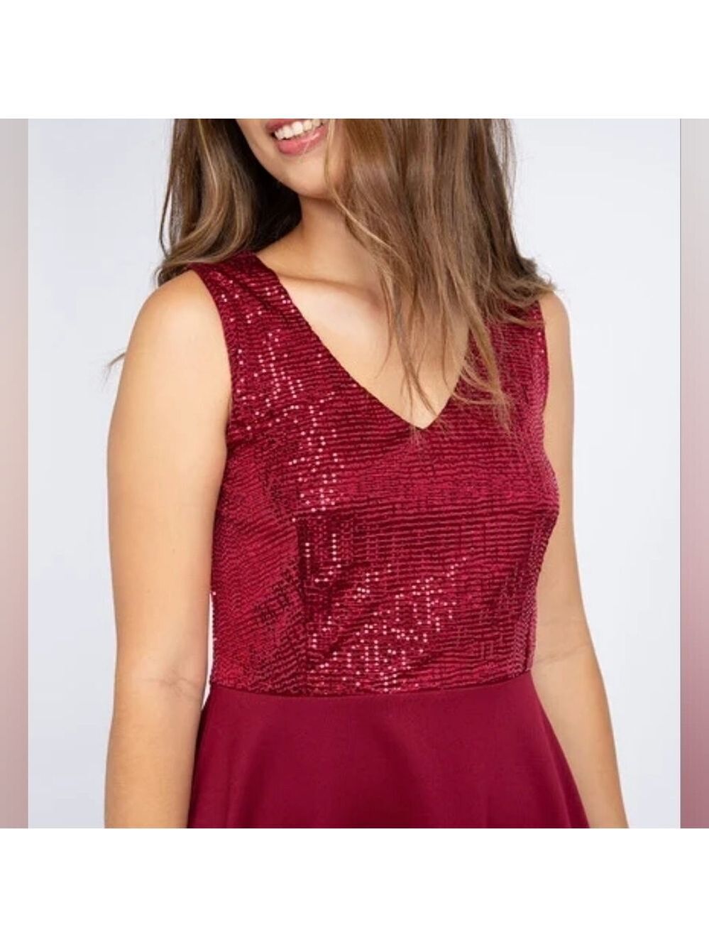 4X • Sloane & Sadie • Ruby Red Shimmery Top A-line Dress